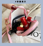 Matryoshka Print Crossbody Bag Women PU Leather Shoulder Bag