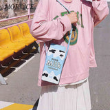 Banana Milk Box Leather Crossbody Purse Bag for Lady