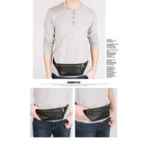 Men Leather Belt Pouch Fanny Pack Waist Clutch Bag