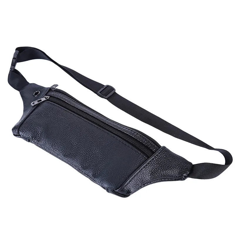Leather Men Belt Pouch Fanny Pack Waist Purse Clutch Bag