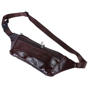 Men Leather Belt Pouch Fanny Pack Waist Clutch Bag