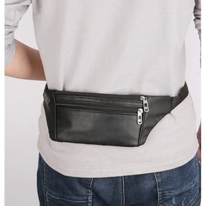 Men's Leather Belt Pouch Fanny Pack Waist Purse Bag