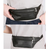 Men's Leather Belt Pouch Fanny Pack Waist Purse Bag