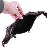 Men's Leather Belt Pouch Fanny Pack Waist Purse Bag