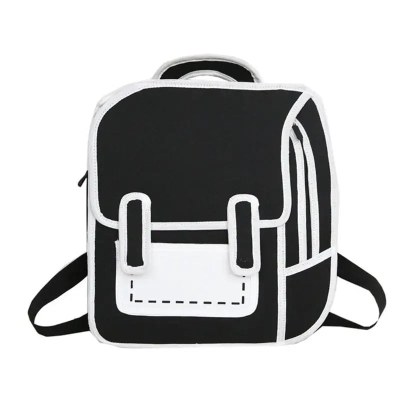 Creative Women 2D 3D Drawing Backpack School Bag for Teen Girls