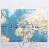 World Map Passport Cover Wallet Bag ID Address Holder PU Leather