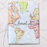 World Map Passport Cover Wallet Bag ID Address Holder PU Leather