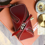 Retro Zipper Car Key Case Leather Mini Purse Keychain