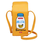 Cute Cartoon Banana Milk Box Crossbody Bag