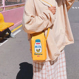 Cartoon Banana Milk Box Shoulder Bag for Girls