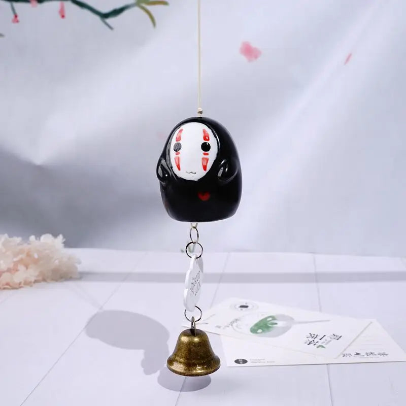 Totoro Charm Keychain Ceramic Pendant No Face Man Doll Key Ring Bag Hold