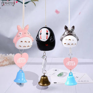 Totoro Charm Keychain Ceramic Pendant No Face Man Doll Key Ring Bag Hold