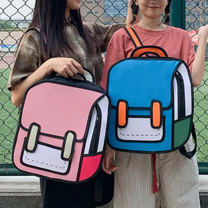 Creative Women 2D Drawing Backpack for Teen Girls