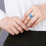 Cremo Hollow Geometry Rings Interchangeable 10 Reversible Leather Bagues Pour Fe