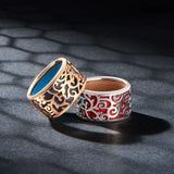 Cremo Hollow Geometry Rings Interchangeable 10 Reversible Leather Bagues Pour Fe