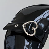 Crescent Moon Women's Underarm Bag Patent Leather Love Heart Shoulder Bags