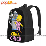 Crna Chick Anesthesia Machine Backpack Large Capacity Print Foldable Gym Tote Ba