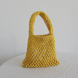 Crochet Hand Knit Bag Macaron Cotton Rope Hollow Out Handbag