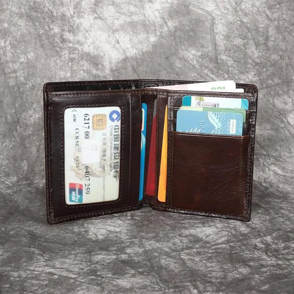 Crocodile Embossed Leather Men's Wallet Slim Bifold Vintage