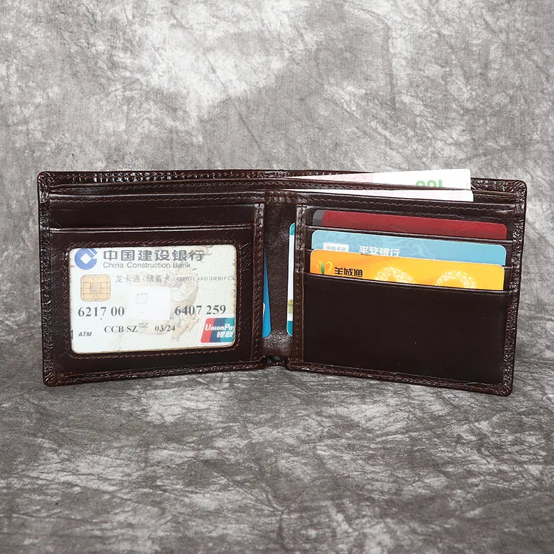 Crocodile Embossed Leather Men's Wallet Slim Bifold Vintage