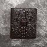 Crocodile Embossed Leather Men's Wallet Slim Bifold Vintage