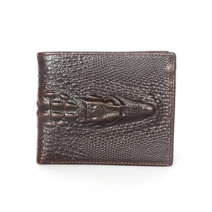 Crocodile Embossed Leather Men's Wallet Slim Bifold Vintage
