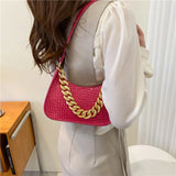 Crocodile 2 Straps Women Underarm Clutches Bags Black/Green Large Chain Lady Sho