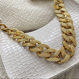 Crocodile 2 Straps Women Underarm Clutches Bags Black/Green Large Chain Lady Sho