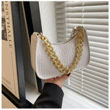 Crocodile 2 Straps Women Underarm Clutches Bags Black/Green Large Chain Lady Sho