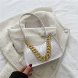 Crocodile 2 Straps Women Underarm Clutches Bags Black/Green Large Chain Lady Sho