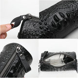 Crocodile Cow Leather Handbag for Women Weave Wide Straps Shoulder Bag