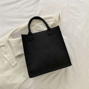 Crocodile Embossed Felt Handbag Candy Tote Bag for Women