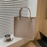 Women's Crocodile Embossed Felt Handbag Large Capacity Shoulder Bag