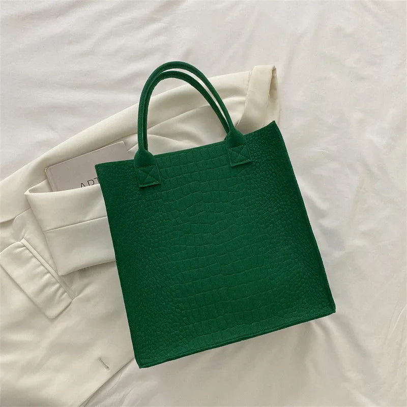Women's Crocodile Embossed Felt Handbag Large Capacity Shoulder Bag