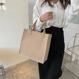 Women's Crocodile Embossed Felt Handbag Large Capacity Shoulder Bag