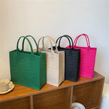 Women's Crocodile Embossed Felt Handbag Large Capacity Shoulder Bag