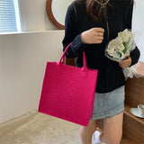 Women's Crocodile Embossed Felt Handbag Large Capacity Shoulder Bag