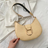 Crocodile Embossed Shoulder Bag for Women PU Leather Semicircle Armpit Bag