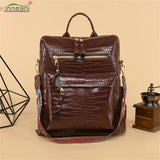 Crocodile Leather Backpack School Bag for Teenager Girl