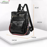 Crocodile Leather Backpack School Bag for Teenager Girl
