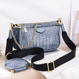 Crocodile Leather Crossbody Bags 3 in 1 Handbag Large Capacity Shoulder Bag