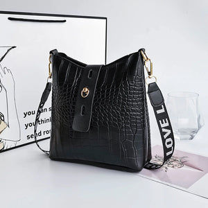 Crocodile Messenger Bag Women PU Leather Crossbody Handbag