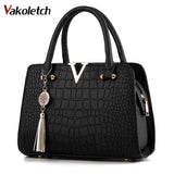 Crocodile PU leather Women Bag V letters Handbags Lady Shoulder Crossbody Bags