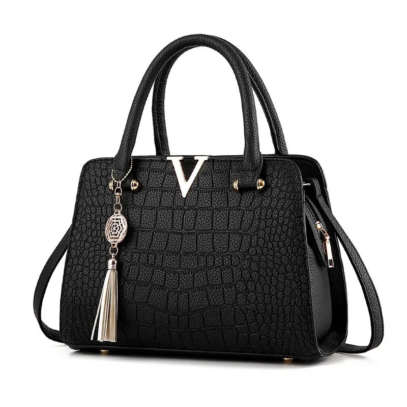 Crocodile PU leather Women Bag V letters Handbags Lady Shoulder Crossbody Bags