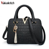 Crocodile PU leather Women Bag V letters Handbags Lady Shoulder Crossbody Bags