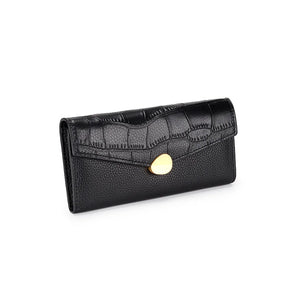 Crocodile Pattern Women's Long Wallet Cowhide Multi-card Slot Large Capacity