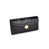 Crocodile Pattern Women's Long Wallet Cowhide Multi-card Slot Large Capacity