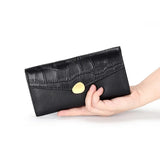 Crocodile Pattern Women's Long Wallet Cowhide Multi-card Slot Large Capacity