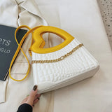 Crocodile Pattern Small Tote Bag Handbag for Women