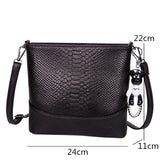 Crocodile Pattern Cow Leather Small Shoulder Bags Women Bucket Messenger Bag